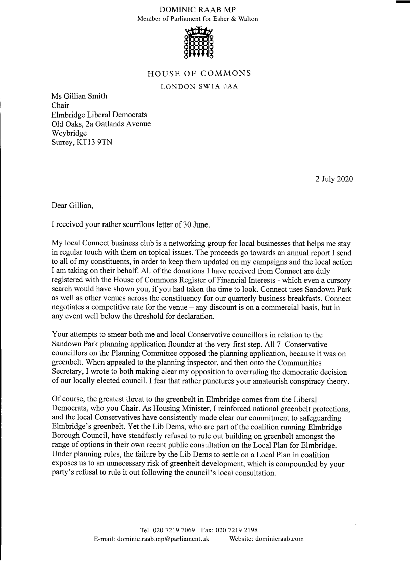 DR letter to the Lib Dems
