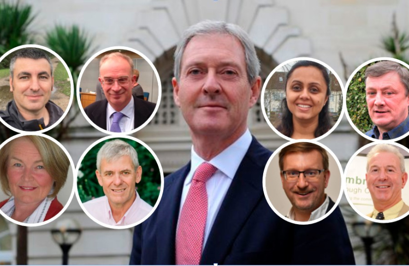 Tim Oliver (centre) and fellow Conservative candidates for SCC