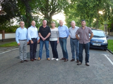 Peter Szanto (left) and Steve Bax (right) with residents in Wolsey Road