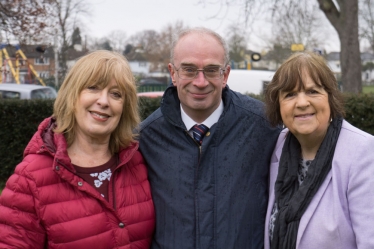 John O'Reilly pictured with Ruth Mitchell (left) and Cllr Mary Sheldon (right)